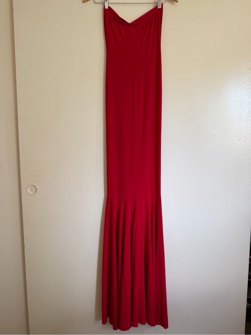 Norma Kamali X REVOLVE Strapless Shirred Front Fishtail Gown in Tiger Red - Picture 7 of 9